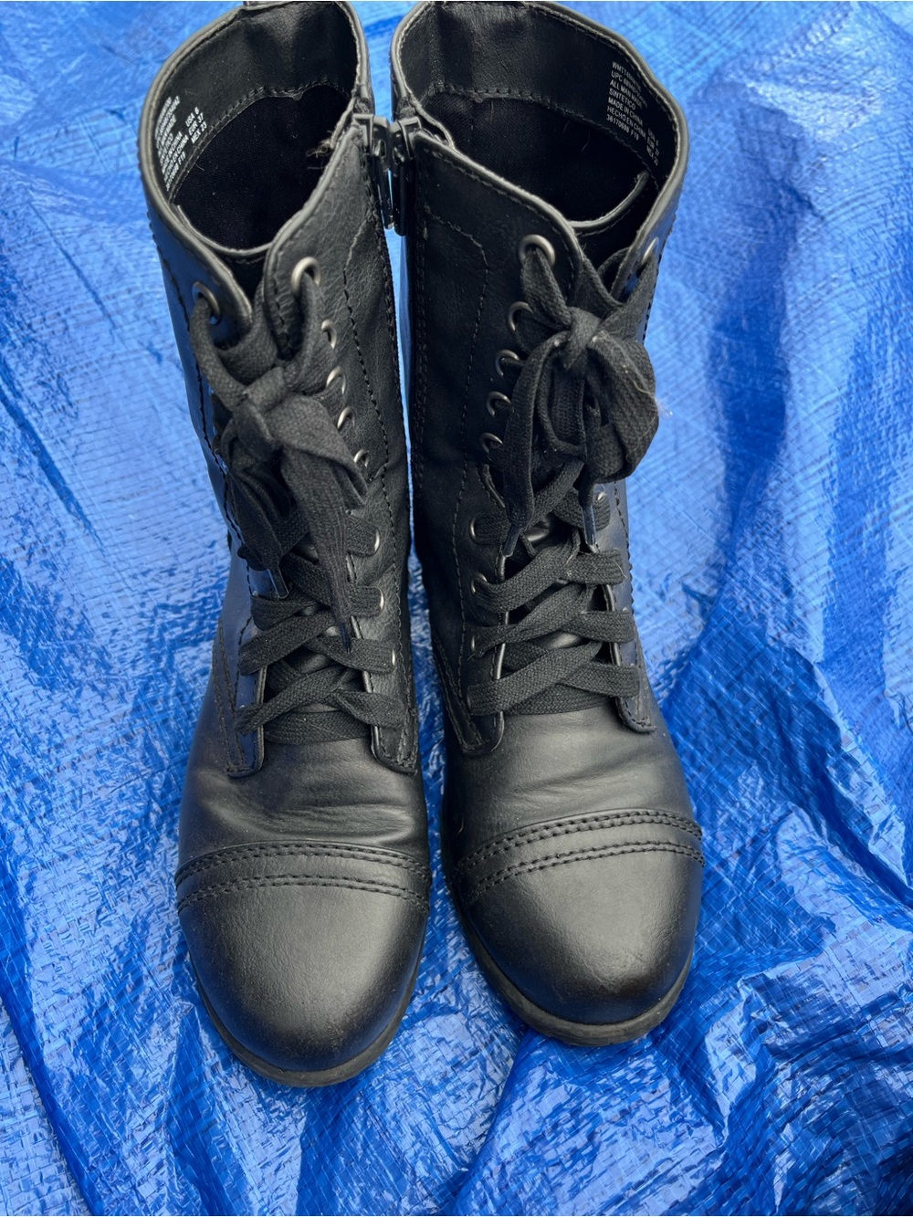 Time and Tru Black Lace-Up Combat Boots